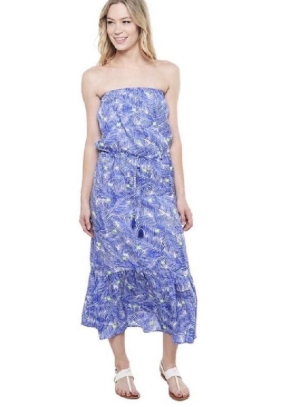 Vineyard Vines Palm Print Strapless Maxi Dress Size Small (Fits M)